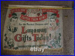 Vintage Christmas Advertising Store Display Banner RARE