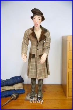 Vintage Christmas Caroler Store Display Antique Doll Mannequin with top hat old