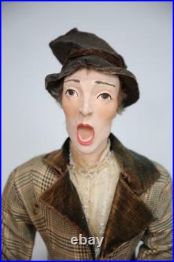 Vintage Christmas Caroler Store Display Antique Doll Mannequin with top hat old