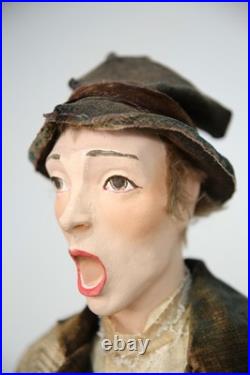 Vintage Christmas Caroler Store Display Antique Doll Mannequin with top hat old