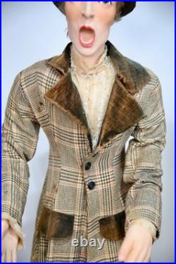 Vintage Christmas Caroler Store Display Antique Doll Mannequin with top hat old