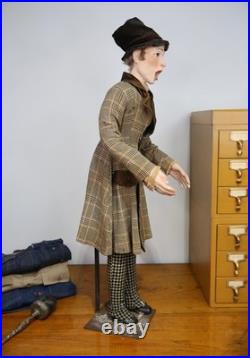 Vintage Christmas Caroler Store Display Antique Doll Mannequin with top hat old