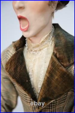 Vintage Christmas Caroler Store Display Antique Doll Mannequin with top hat old