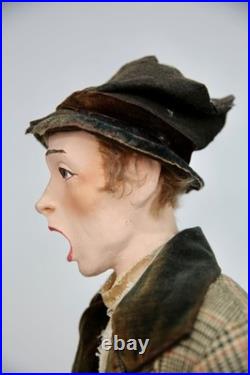 Vintage Christmas Caroler Store Display Antique Doll Mannequin with top hat old