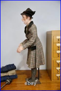 Vintage Christmas Caroler Store Display Antique Doll Mannequin with top hat old