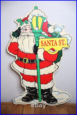 Vintage Christmas Santa Store Display street pole gifts holiday decor sign