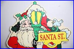 Vintage Christmas Santa Store Display street pole gifts holiday decor sign