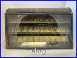 Vintage Clark's O. N. T. Boilfast Thread Countertop Cabinet Lifting Glass Display Vintage Clark's O. N. T. Boilfast Thread Countertop Cabinet Lifting Glass Display