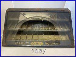 Vintage Clark's O. N. T. Boilfast Thread Countertop Cabinet Lifting Glass Display