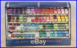 Vintage Clark's O. N. T. Boilfast Thread Display Advertising Metal Cabinet