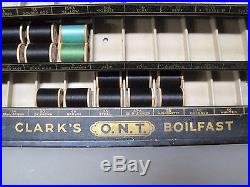 Vintage Clark's O. N. T. Boilfast Thread Spool Display Advertising Metal Cabinet