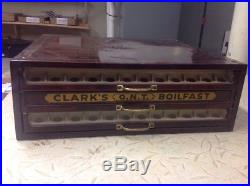 Vintage Clark's O. N. T. Boilfast Thread Spool General Store Metal Cabinet