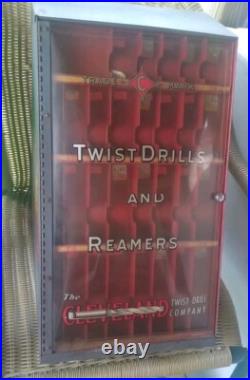 Vintage Cleveland High Speed Twist Drill Bit Hardware Store Tool Display Case