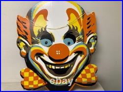 Vintage Clown Advertising Sign Store Display Circus Carnival Wall Art Decor