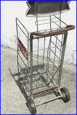 Vintage Coca Cola Bottle Store Display Stand Rack Case Delivery Hand Truck Dolly