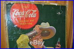 Vintage Coke Drink Coca Cola Cardboard Sign store Display advertisement