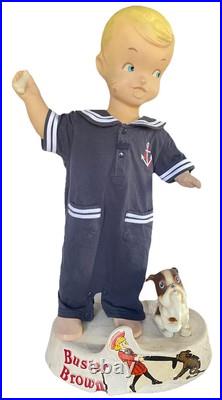 Vintage Composition Buster Brown Advertising Store Display Mannequin & Base/Dog