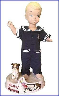Vintage Composition Buster Brown Advertising Store Display Mannequin & Base/Dog