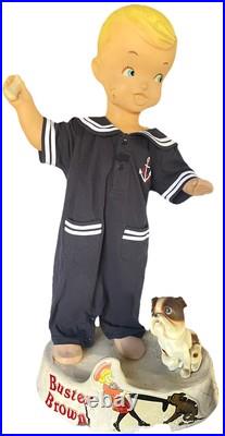 Vintage Composition Buster Brown Advertising Store Display Mannequin & Base/Dog