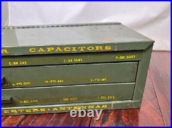 Vintage Cornell-Dubilier Capacitors Vibrators Parts Metal Display Dealer Cabinet