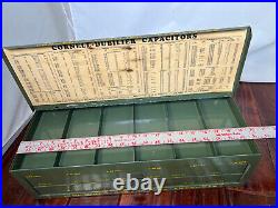 Vintage Cornell-Dubilier Capacitors Vibrators Parts Metal Display Dealer Cabinet