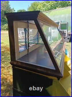 Vintage Counter Top Display Case Antique Oak Lockable 2 Door Retail Showcase
