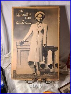 Vintage Countertop Store Display Cardboard 1940s Advertising Womans Coat Display