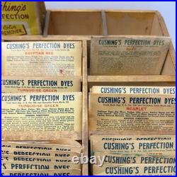 Vintage Cushings Perfection Dyes Wood Advertising Store Display & 55 Dye Packets