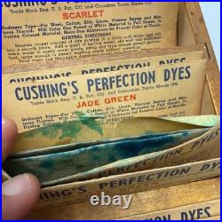 Vintage Cushings Perfection Dyes Wood Advertising Store Display & 55 Dye Packets