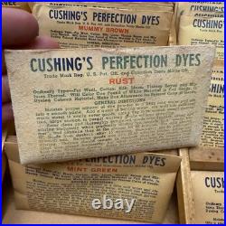 Vintage Cushings Perfection Dyes Wood Advertising Store Display & 55 Dye Packets