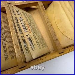 Vintage Cushings Perfection Dyes Wood Advertising Store Display & 55 Dye Packets