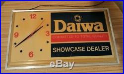 Vintage Daiwa Fishing Reel Dealer Lighted Clock Sign RARE Store Display AS IS