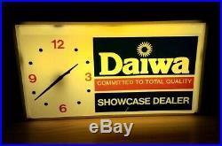 Vintage Daiwa Fishing Reel Dealer Lighted Clock Sign RARE Store Display AS IS