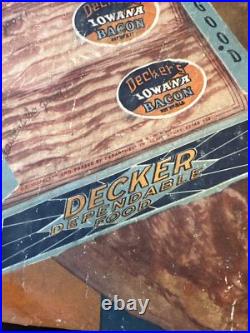 Vintage Decker's Iowana Ham And Bacon Sign NRA Rare Antique Store Display Sign