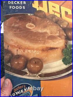 Vintage Decker's Iowana Ham And Bacon Sign NRA Rare Antique Store Display Sign