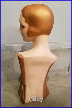 Vintage DecoEyes Mannequin Lady Head Bust Millinery Store Hat Display Fixture
