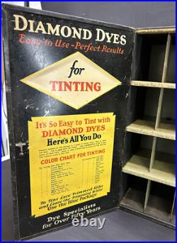 Vintage Diamond Dyes General Store Display Storage Cabinet