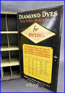 Vintage Diamond Dyes General Store Display Storage Cabinet