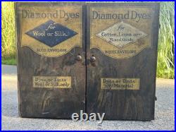 Vintage Diamond Dyes Metal Store Counter Display Advertising Cabinet