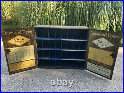 Vintage Diamond Dyes Metal Store Counter Display Advertising Cabinet