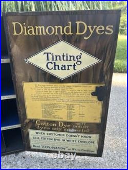 Vintage Diamond Dyes Metal Store Counter Display Advertising Cabinet