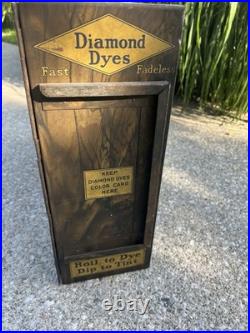 Vintage Diamond Dyes Metal Store Counter Display Advertising Cabinet