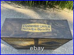 Vintage Diamond Dyes Metal Store Counter Display Advertising Cabinet