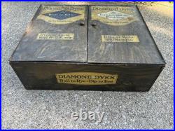 Vintage Diamond Dyes Metal Store Counter Display Advertising Cabinet