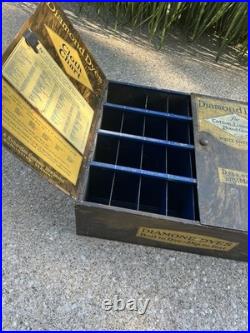 Vintage Diamond Dyes Metal Store Counter Display Advertising Cabinet