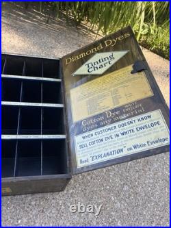 Vintage Diamond Dyes Metal Store Counter Display Advertising Cabinet