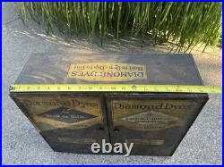 Vintage Diamond Dyes Metal Store Counter Display Advertising Cabinet