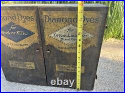Vintage Diamond Dyes Metal Store Counter Display Advertising Cabinet
