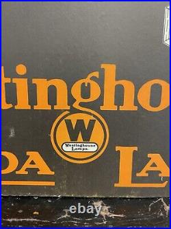 Vintage Die Cut Westinghouse Mazda Lamps Litho Advertising Display Easel Sign