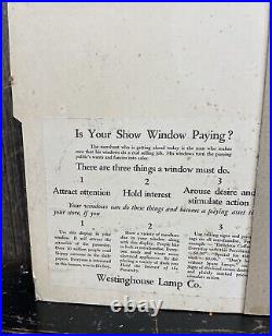 Vintage Die Cut Westinghouse Mazda Lamps Litho Advertising Display Easel Sign